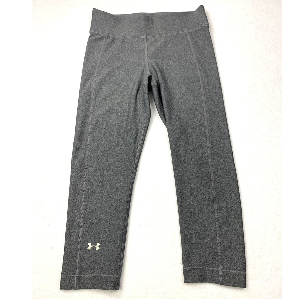 Under‎ Armour HeatGear Leggings Womens Small Grey Heather Crop Compression Capri